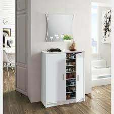 Elegant White Shoe Storage Cupboard for Hallway Organisation - 30 Pair Capacity - UK Luxury Furniture